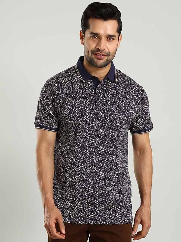 Indian Terrain Men's Half Sleeve Regular Fit Navy Polo T-Shirt